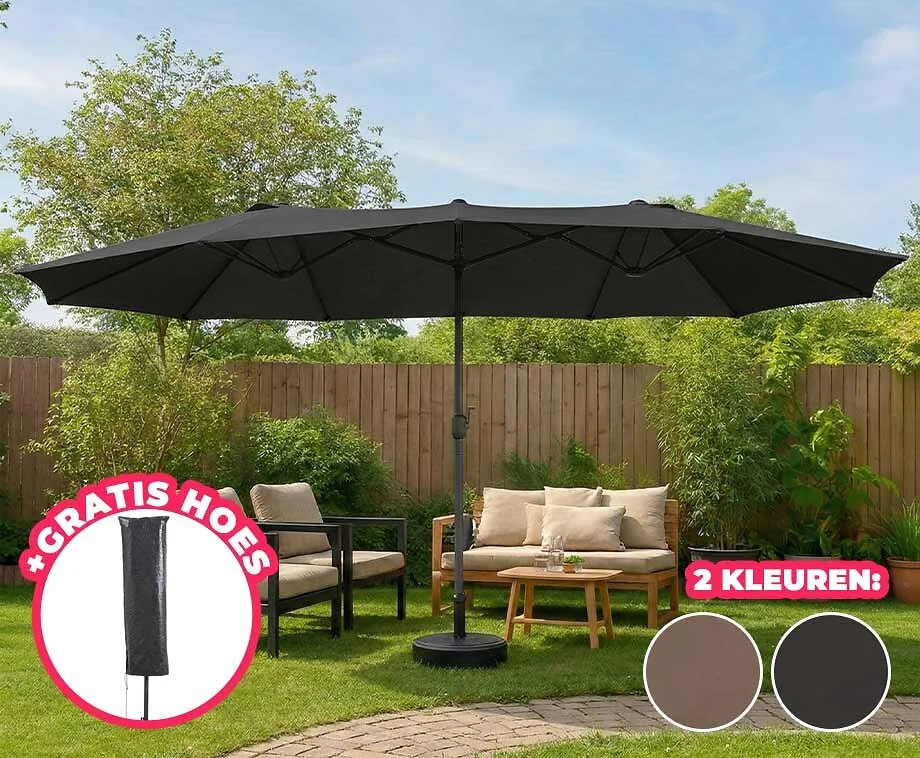 Dubbele Parasol XXL SEVVA® - Inclusief GRATIS Hoes t.w.v. €34,95!
