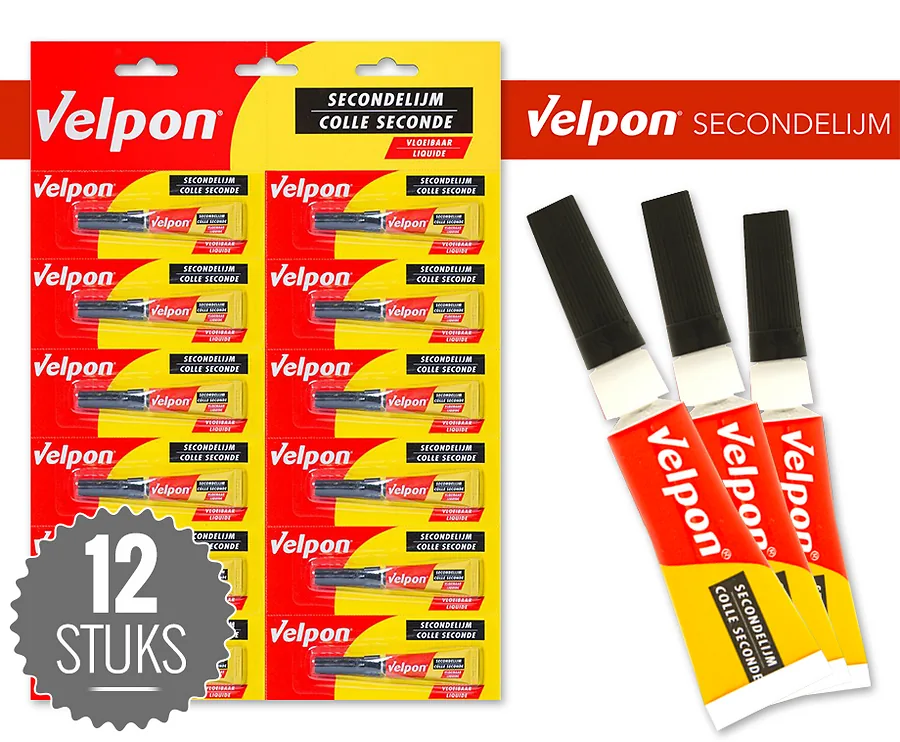 12 Tubes Velpon Secondelijm - Lijmt Werkelijk Alles!