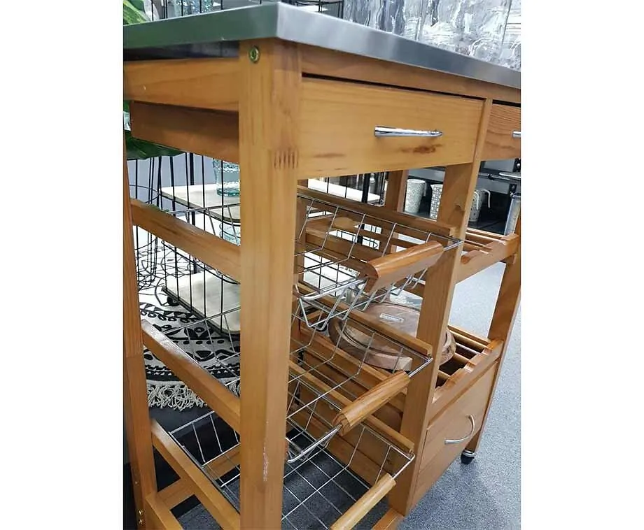 Keukentrolley Met RVS Werkblad - Biedt Extra Opberg- En Werkruimte!