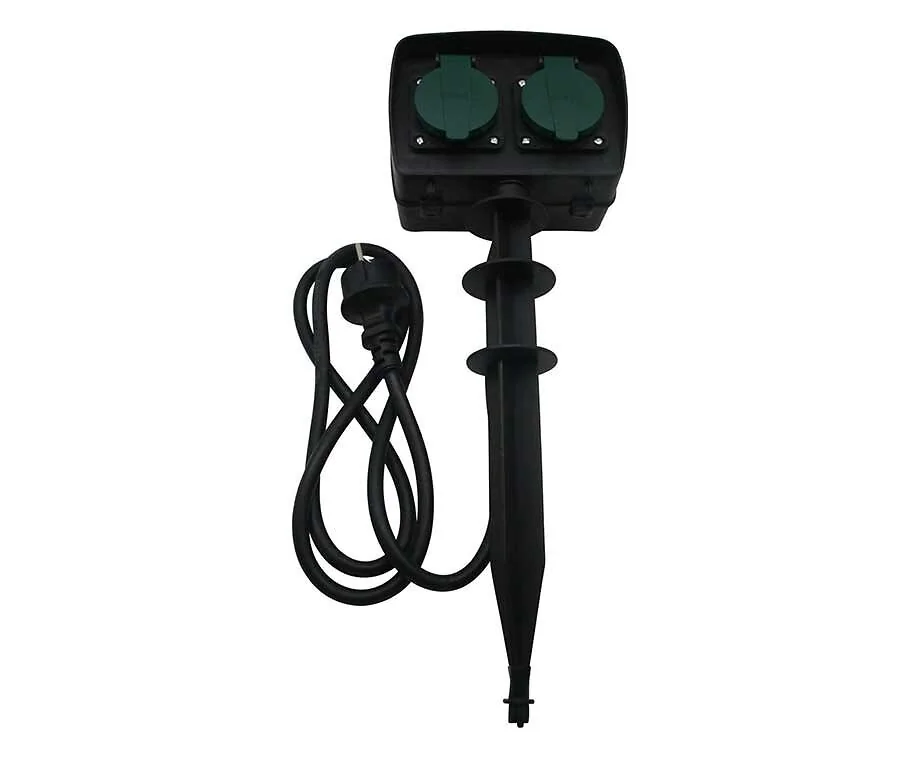Tuincontactdoos Op Spies Met Timer 1,5 M - Voor Automatische Verlichting In De Tuin!