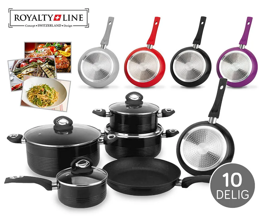 Royalty Line 10-delige Pannenset Met Marmercoating - Geschikt Voor Alle Warmtebronnen!