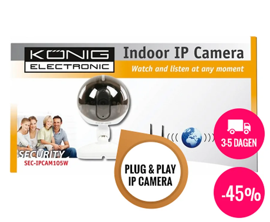 Konig Witte Plug & Play IP-Camera met Detectie Melding!