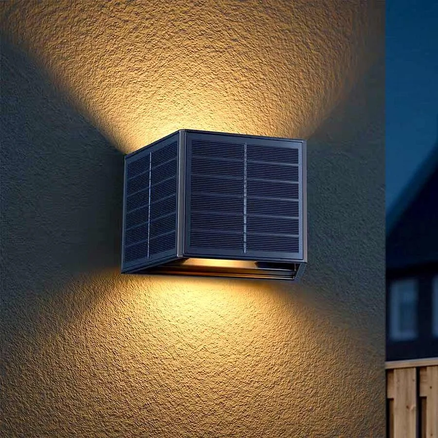 Up Down Muurlamp Met 3 Zonnepanelen - Vandaag 1+1 GRATIS!