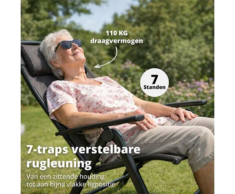 Tuinstoel Verstelbaar Luxe Model Luma - Met Ventilerende Comfort Zitting!