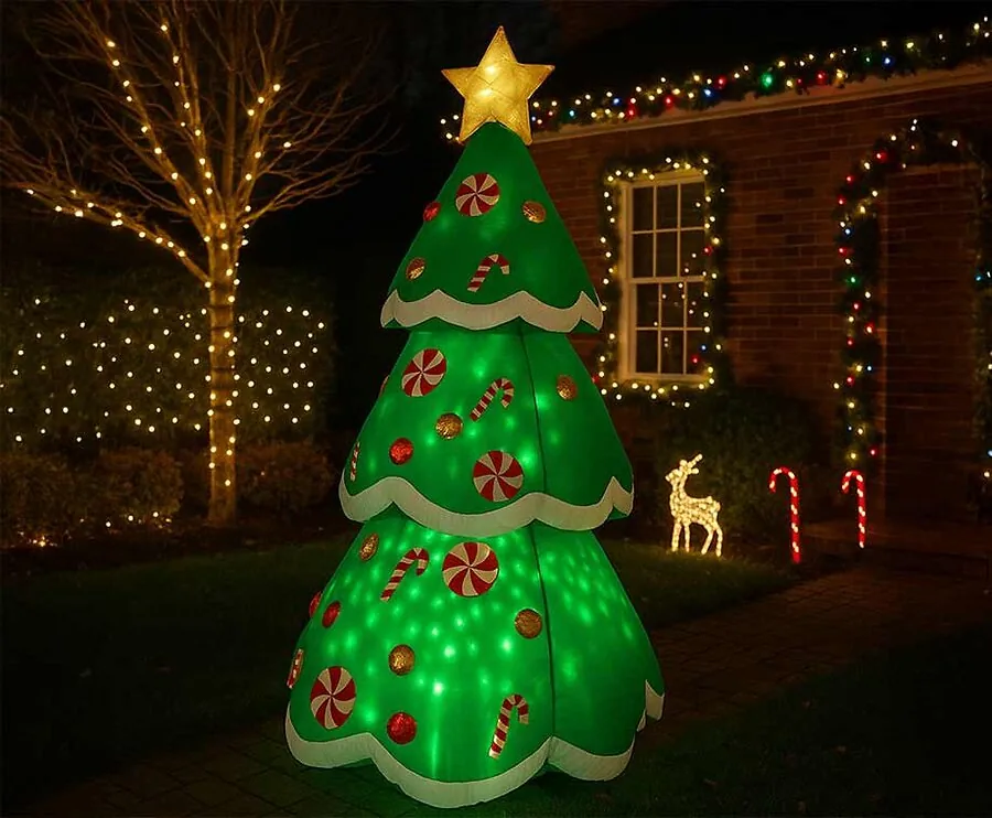 Kerstboom Opblaasbaar XXXL 240 cm - Blikvanger Voor Binnen En Buiten!