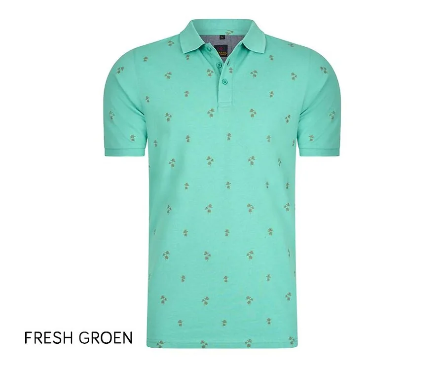100% Katoenen Mario Russo Palm Tree Polo-Fresh groen-3XL