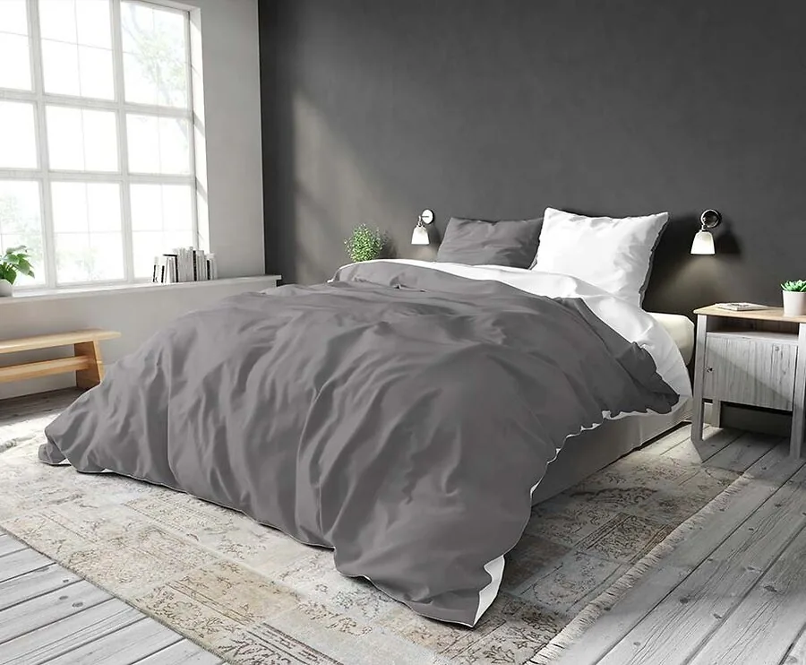 Sleeptime Dubbelzijdig Uni Dekbedovertrek - Wit / Grijs - 140 x 200/220 | 1-persoons