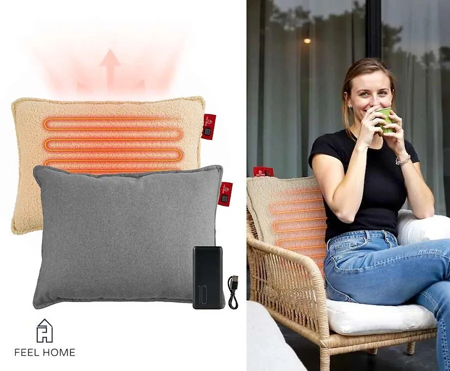 Verwarmend Kussen - Draadloos Te Gebruiken Met Inbegrepen Powerbank!