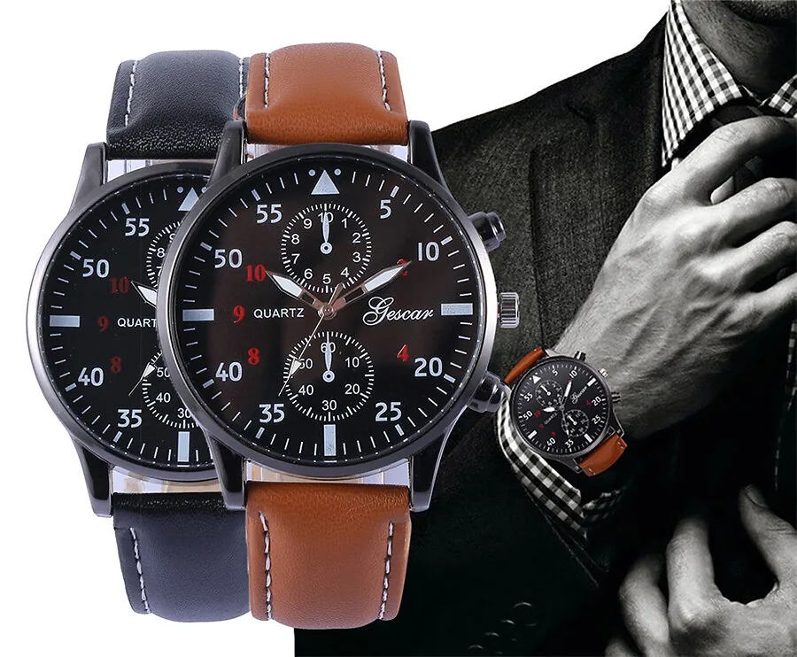Stijlvol Horloge Met Quartz Uurwerk - Verkrijgbaar In 3 Verschillende Kleuren!