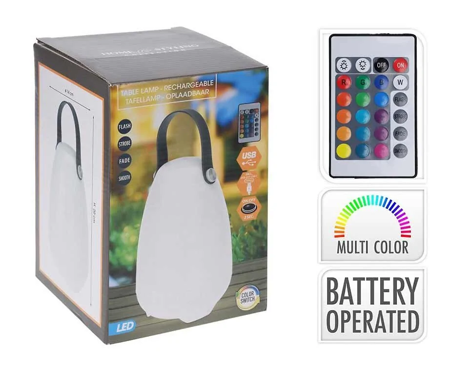 Oplaadbare Tafellamp Met 12 Kleurinstellingen En Dimmer - Verkrijgbaar In 2 Maten!
