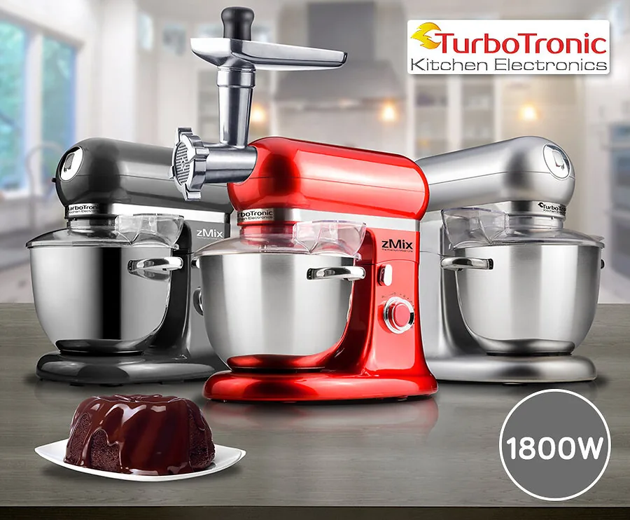 TurboTronic Professionele Stand Mixer - Grote 6 Liter Mengkom En 1800W Vermogen!