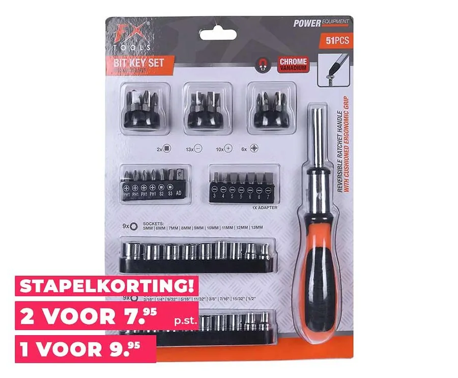51-Delige Set Bits Doppen En Houder - Voor Iedere Klus De Juiste Maat!