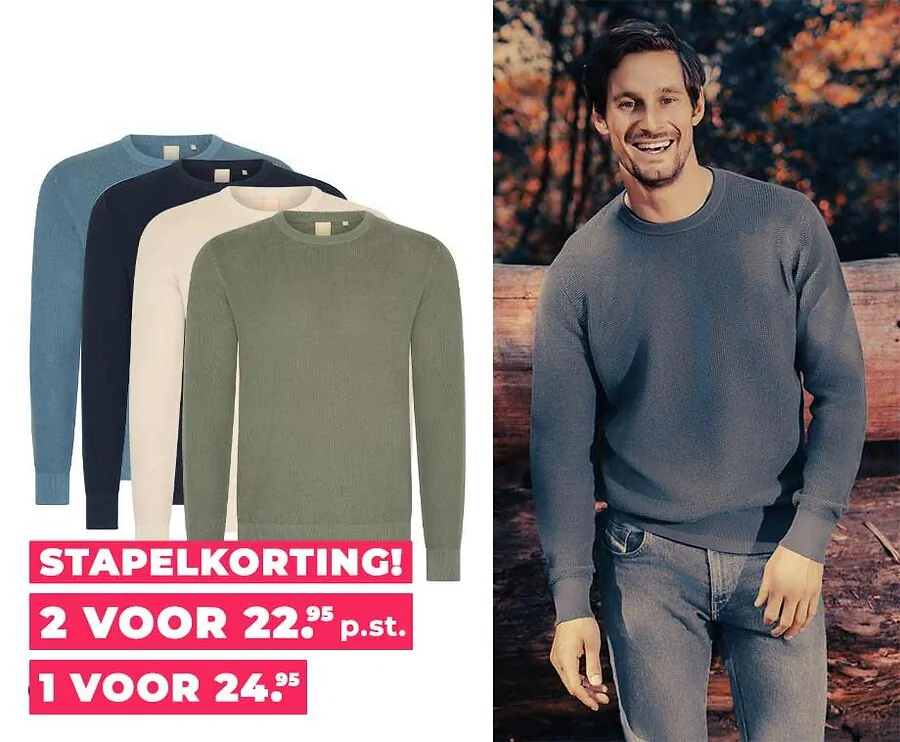 Mario Russo Waffle Pullover - In 4 Kleuren!