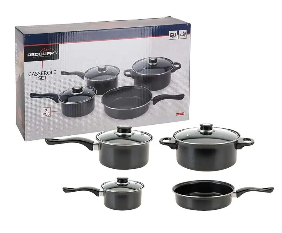Camping Pannenset Met Anti-aanbaklaag - Lichtgewicht Kookplezier Voor Buitenchefs!