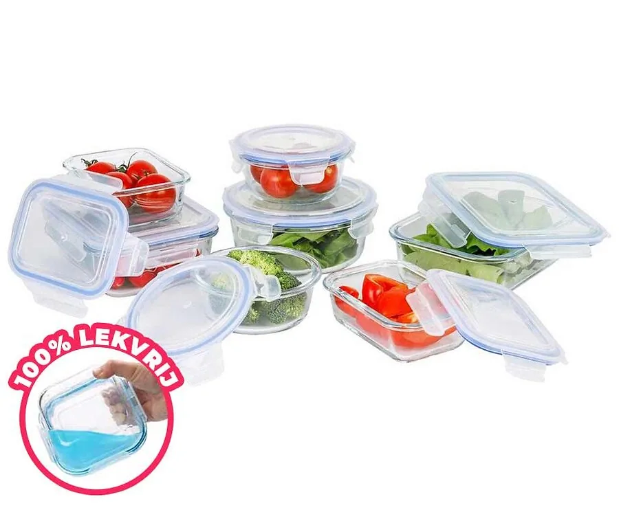 Luxe Glazen Vershoudbakjes Set 7-Delige Set - Oven-, Magnetron- En Vriezerproof!