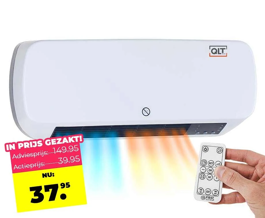 Wandkachel Keramisch 2-in-1 met Ventilator 2000W Wit