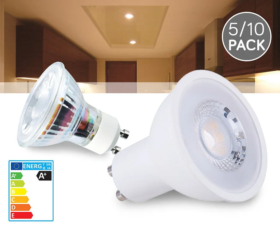 5- Of 10-pack GU10 LED-Spots Met Warmwitte Lichtkleur!