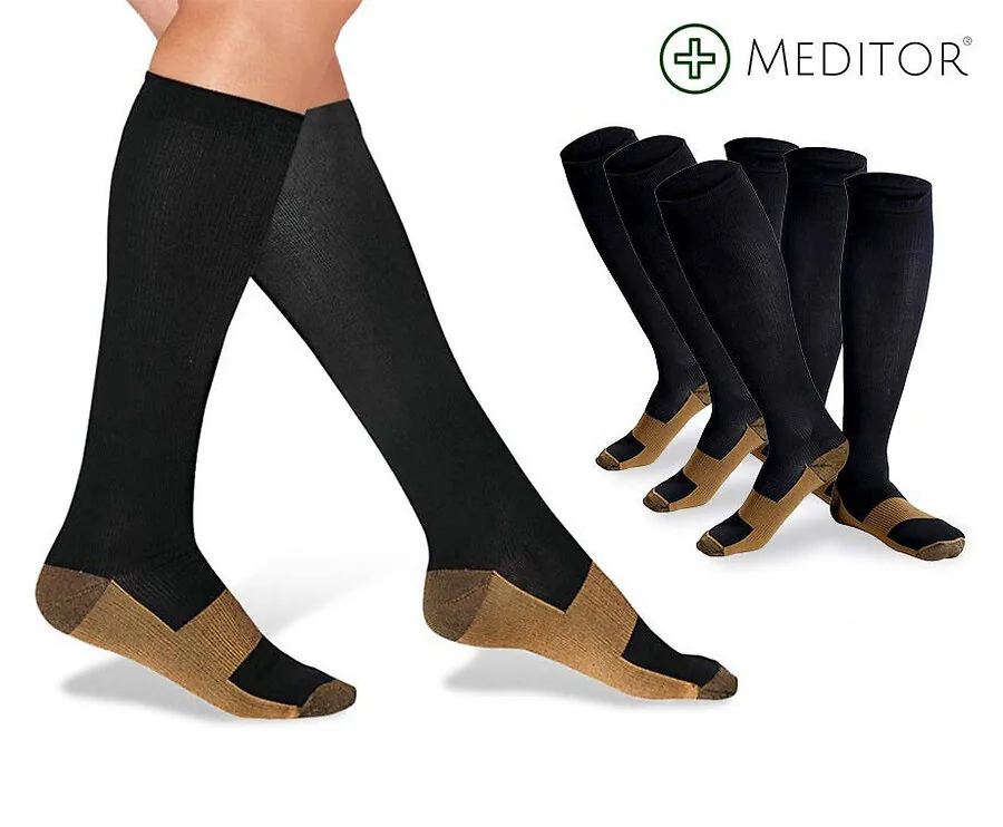 3 Paar Kopergeweven Compressiesokken - Stop Zweetvoeten, Spataderen & Pijnklachten!