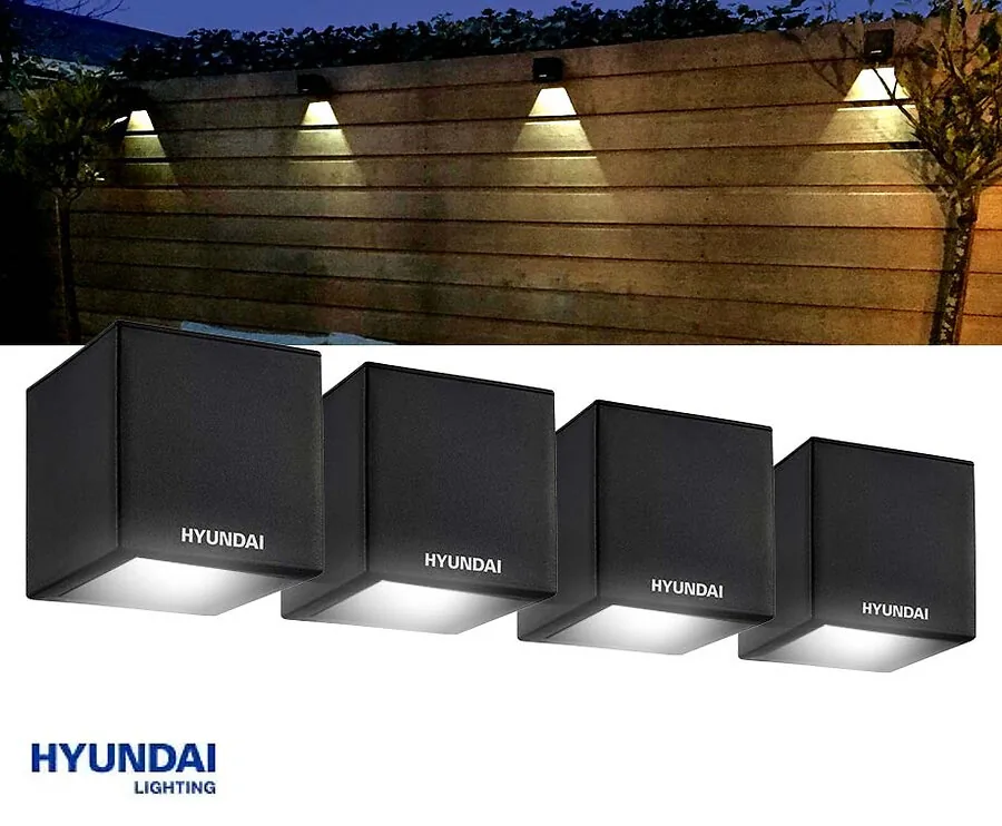4-pack Hyundai Draadloze Solar LED Cubes - Geen Energiekosten!