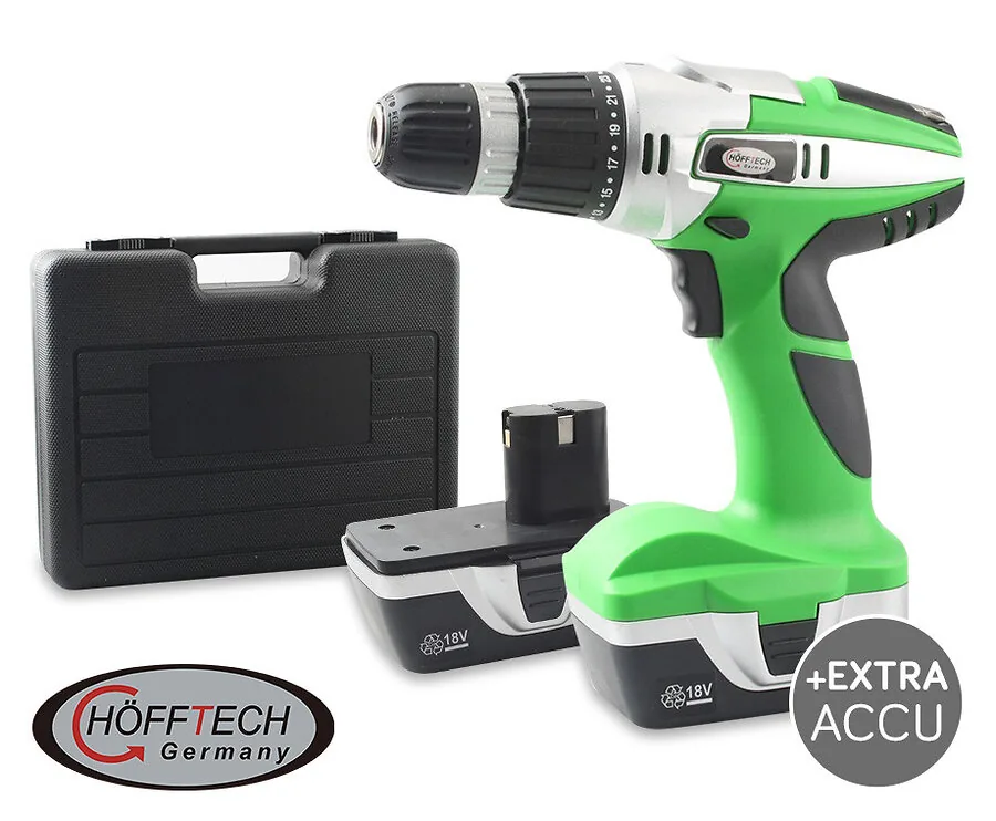Hofftech 18V Accuboormachine - Compleet Met Extra Accu En Accessoirekit!