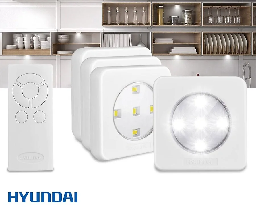 4-Pack Hyundai Draadloze LED Puck Lights - Met Afstandsbediening!