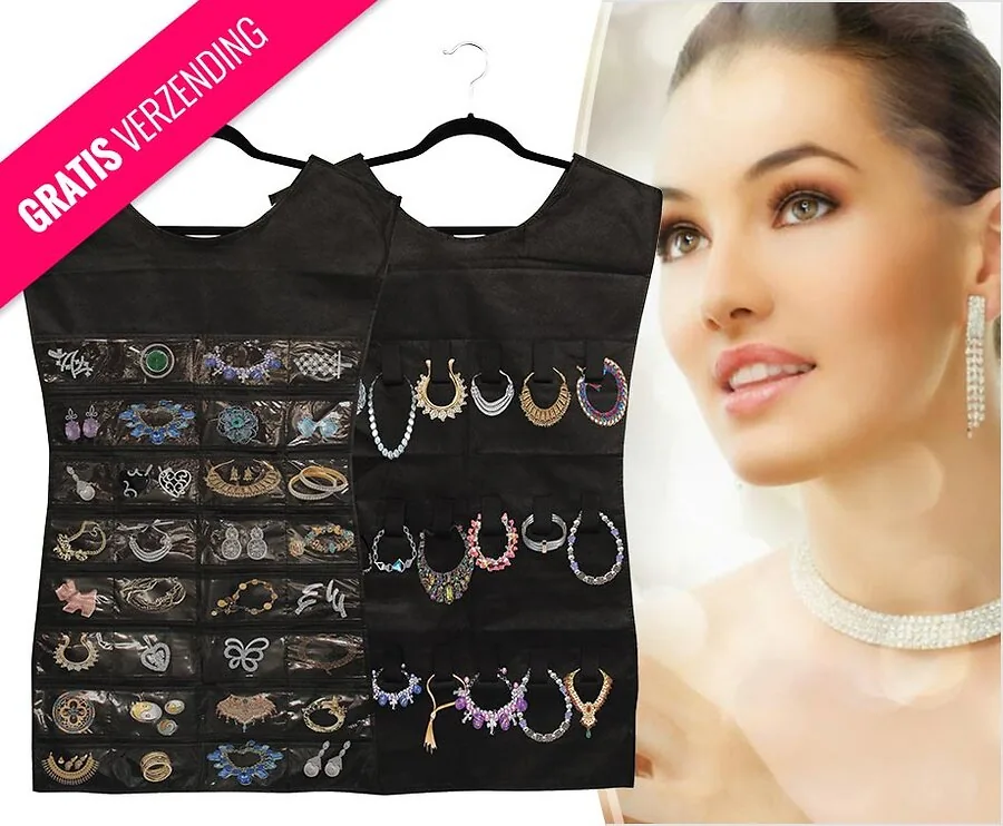 Sieraden Organizer Met 32 Compartimenten - Berg Sieraden Overzichtelijk Op In De Kast!