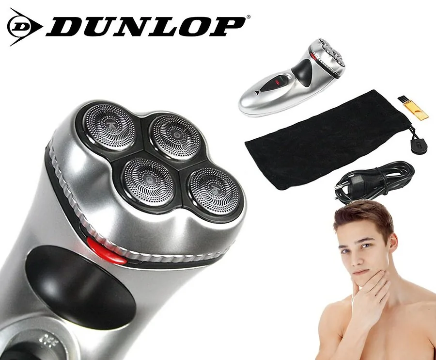 Dunlop Draadloos Scheerapparaat Met 4 Flexibele Scheerkoppen - Geschikt Voor Scheren & Baard Trimmen!