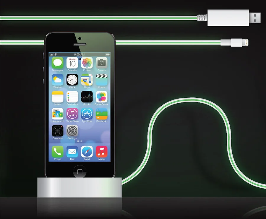 Smarthphone Dock Voor iPhone of Samsung - Met Standaard- of Lichtgevende LED Oplaadkabel!