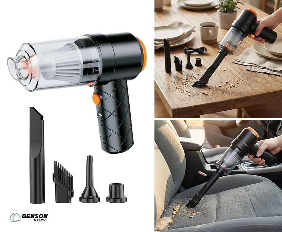 2-in-1 Stofzuiger En Compressor Mini 3600 mAh - Overal En Altijd Handig!