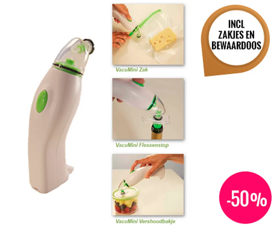 VacuMini Vacuüm Sealer - Houd Voedsel En Drank Vers!