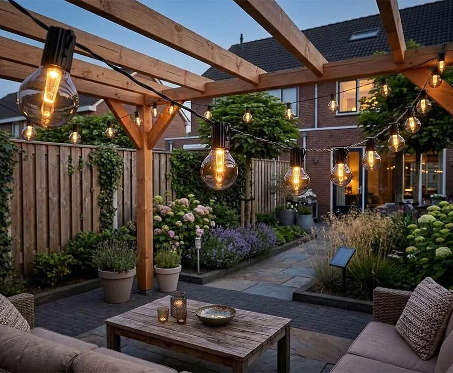 Lichtslinger Zwart Getint Met 20 Lampen - Sfeervol Warm Licht Voor Buiten!