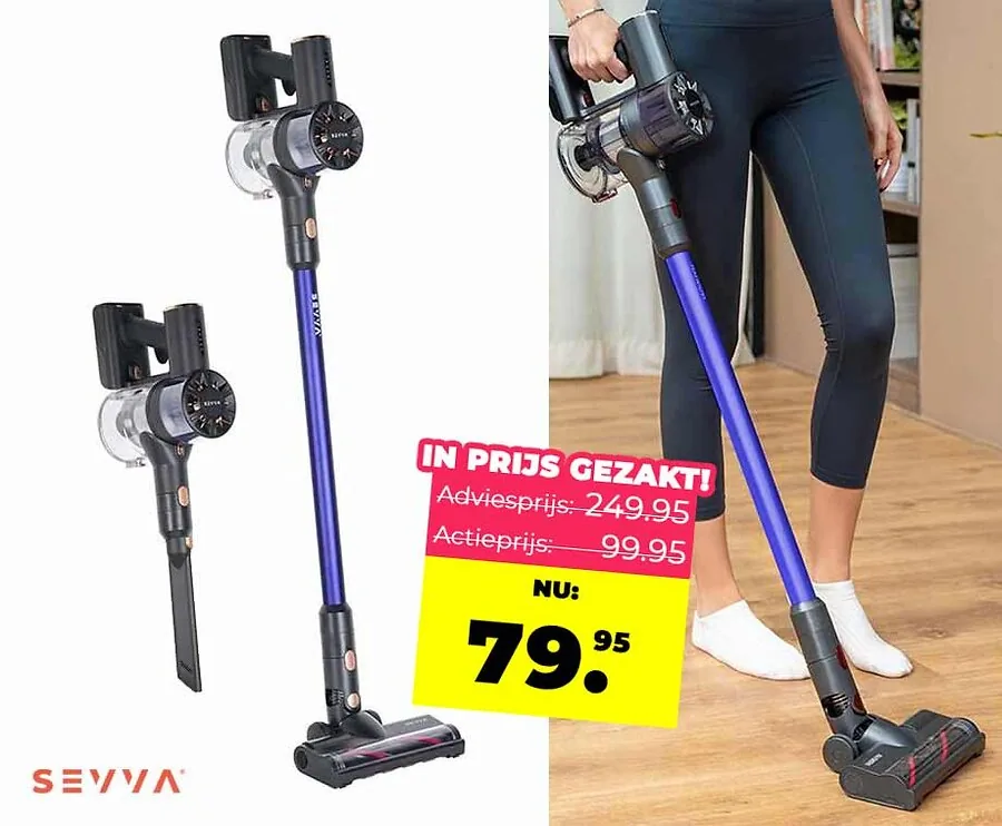 SEVVA Steelstofzuiger 160Watt - Draadloos Met Turbo Zuigkracht!