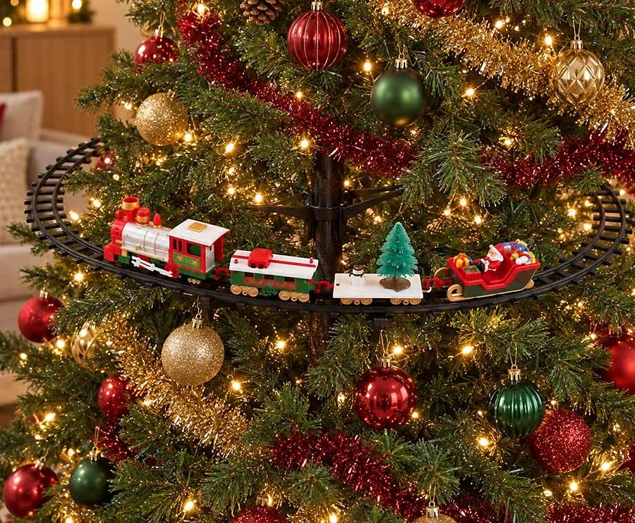 Kersttrein voor in de Kerstboom 23-delig met Rails