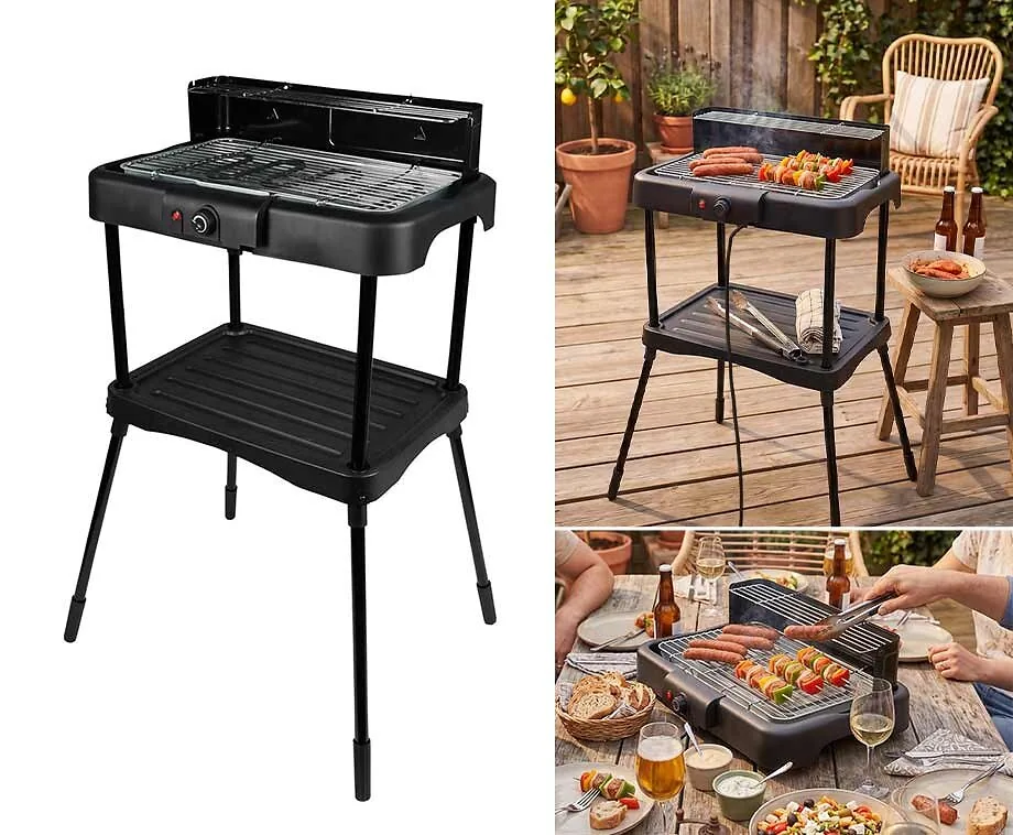 BBQ Elektrisch 2-In-1 - Kan Op Tafel Liggen En Op Poten Staan!