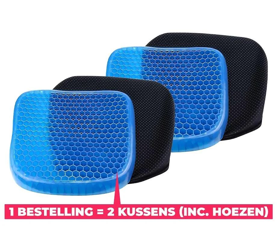 Gel Zitkussen Honingraat 1+1 GRATIS - Koel en Comfortabel Zitten op Auto, Bureau en Tuinstoel
