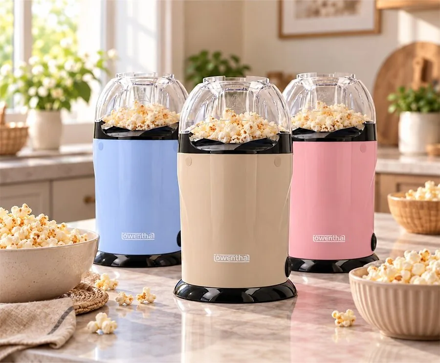 Popcornmachine Hetelucht 1200W met Maatbeker