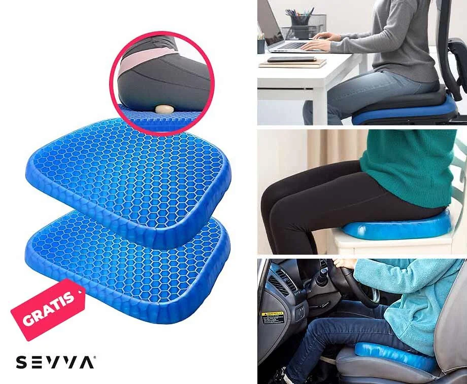 Gel Zitkussen Honingraat 1+1 GRATIS - Koel en Comfortabel Zitten op Auto, Bureau en Tuinstoel