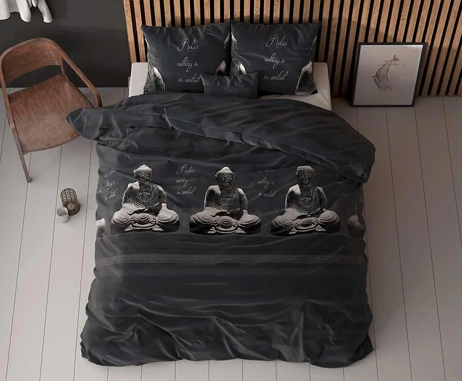 Sleeptime Dekbedovertrek - Buddha Antraciet - 240 x 200/220 | lits-jumeaux