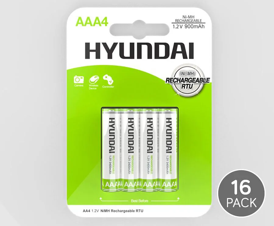 16-Pack Hyundai Oplaadbare AAA Batterijen!