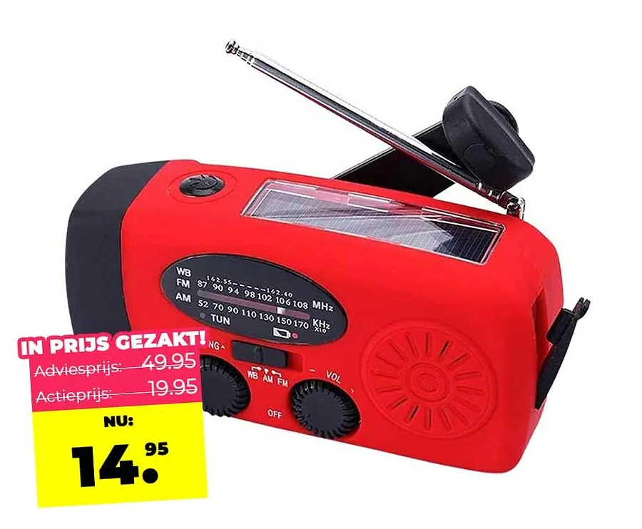 Noodradio AM/FM met Zaklamp en Powerbank