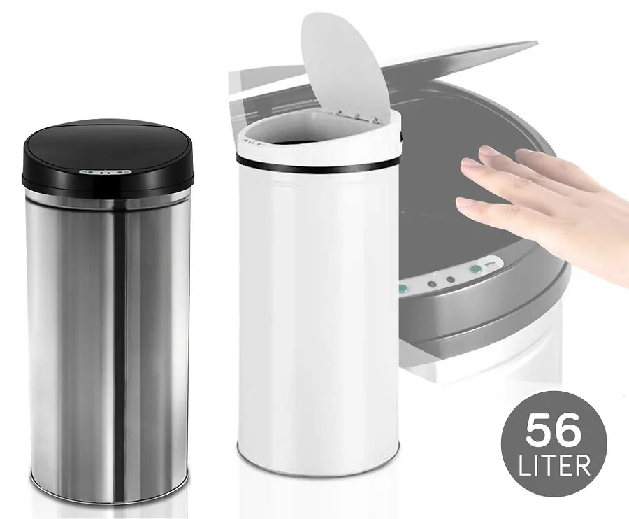 Automatische RVS Sensor Prullenbak 56L - Verkrijgbaar In 2 Kleuren!