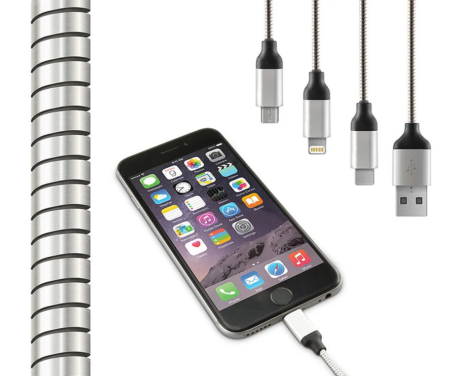 Metalen USB Laadkabel Met Lightning, Micro USB Of USB-C!