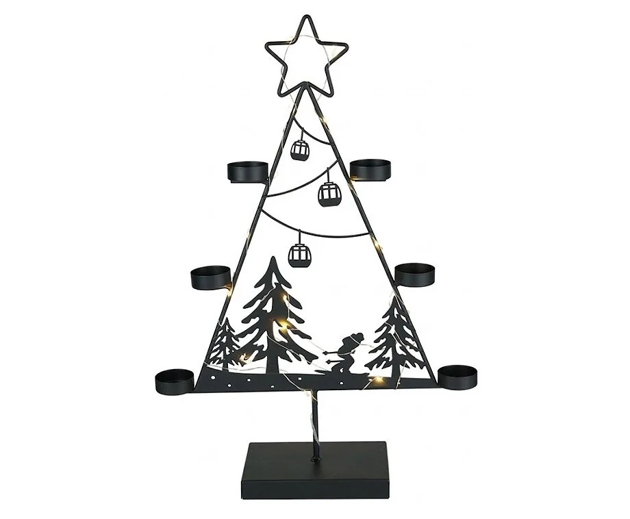 Kerstboom met LED-Verlichting 48 cm Zwart
