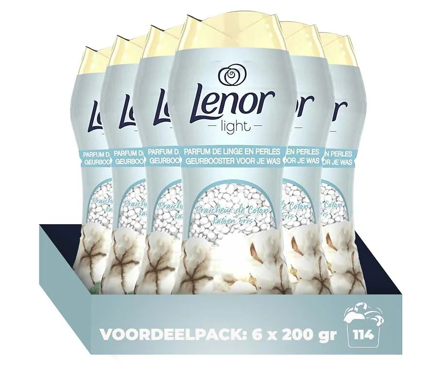 6x200 gr Lenor Geurbooster Katoenfris - Goed Voor 114 Wasbeurten!