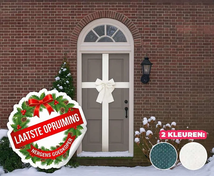 UITVERKOOP: Deurstrik Met Lint - Feestelijke Kerstsfeer Aan Elke Deur!