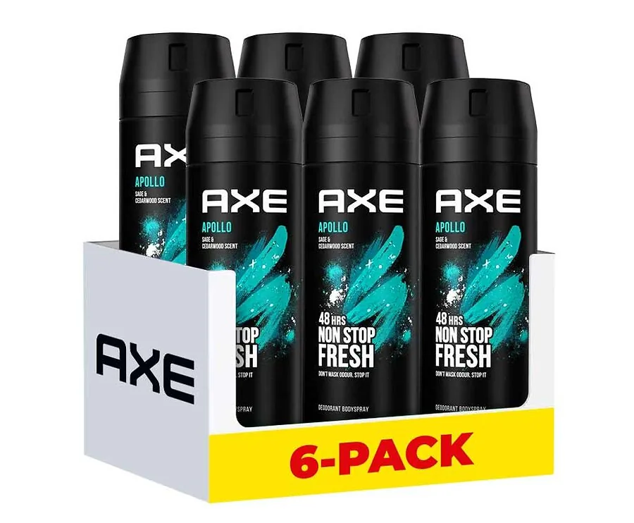 6x 150ml AXE Deo Spray Apollo - Biedt Langdurige Bescherming!