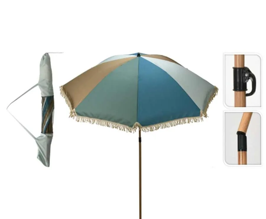 Multicolor Tuinparasol 175 cm - Met Franjes En Zomerse Kleuren!