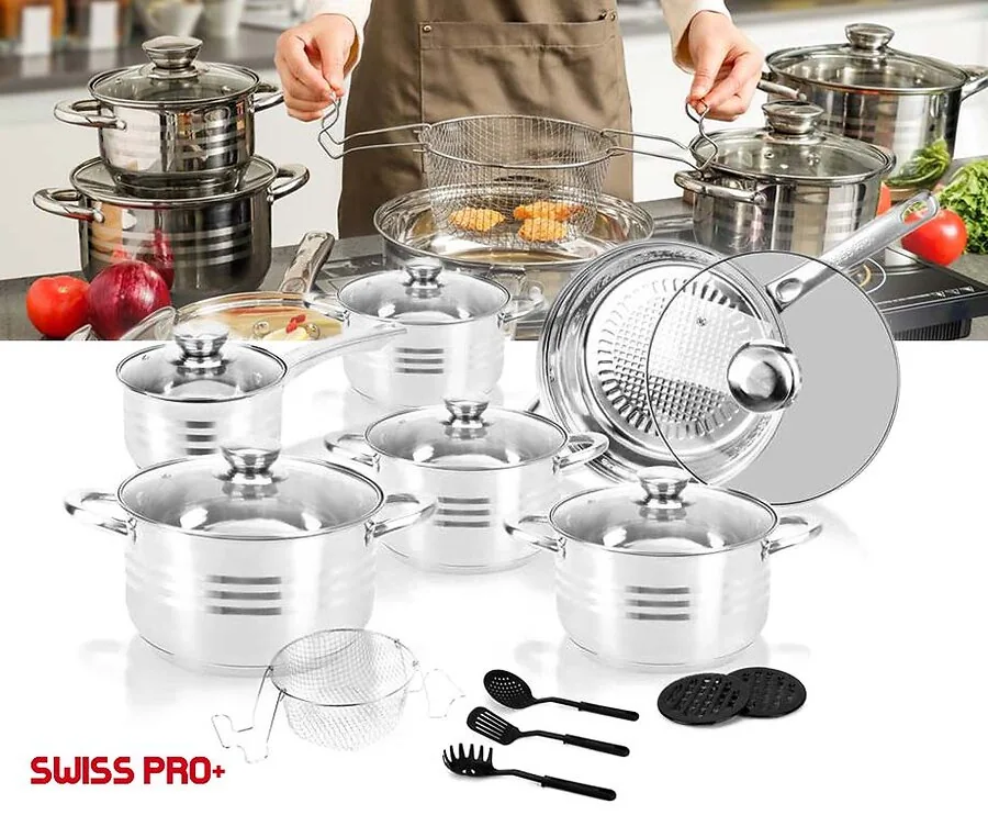 Swiss Pro 18-Delige Pannenset - Complete Set Voor Baken, Braden & Frituren!