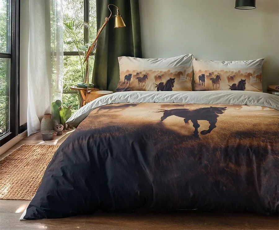 Dekbedovertrek Terra Plains Horses 140 x 200/220 | 1-persoons Dierenprint