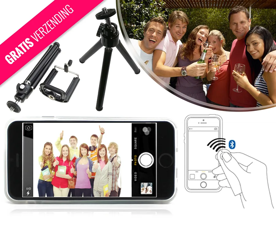 iPhone Selfie Case Met Afstandsbediening & GRATIS Statief - Altijd Perfecte Selfies!